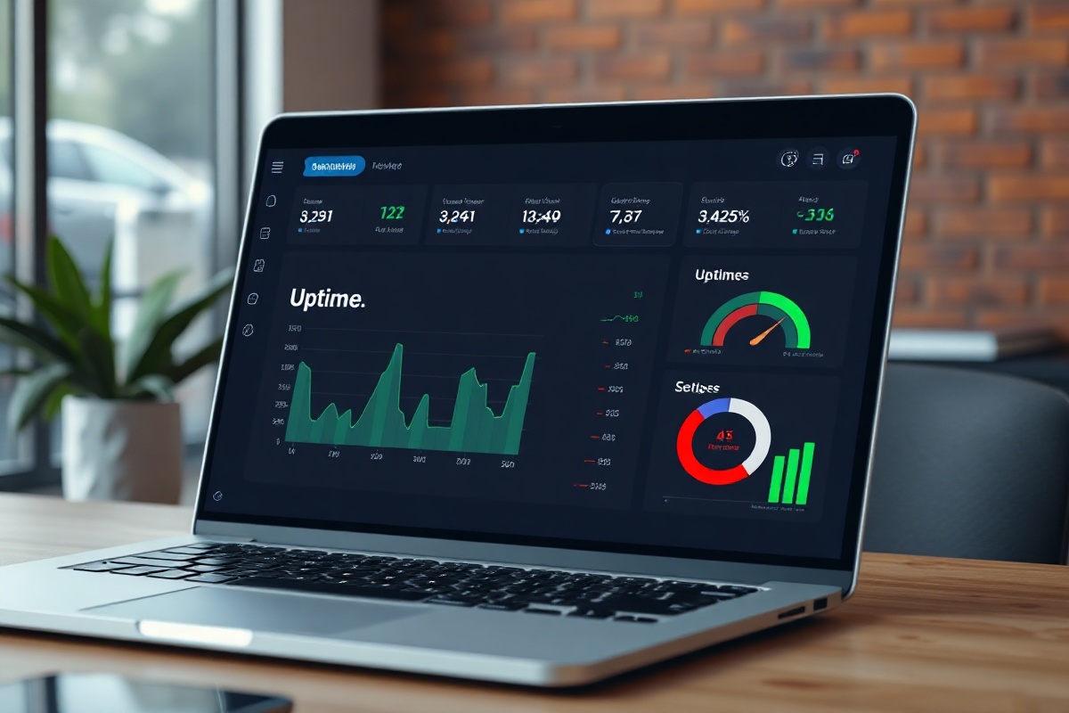 VantaStatus dashboard interface displaying real-time service status cards, uptime graphs, and geographic probe map